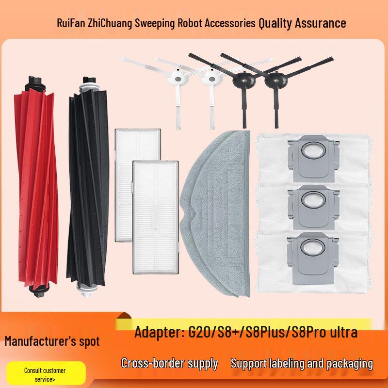 Příslušenství Roborock G20: Prachový sáček, Mop, Hlavní kartáč, Boční kartáč, Filtr pro robotický vysavač S8/S8+/S8 PRO