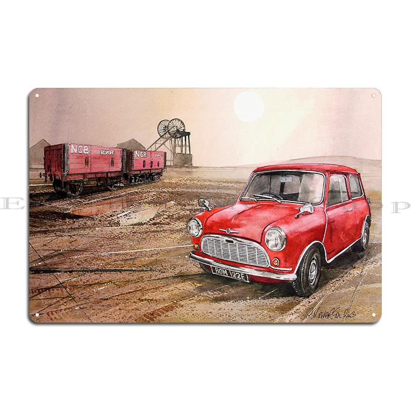 Austin Mini Rallye Seven N8 Der klassische britische Nutzwagen mit Union Jack Unterseite Metall-Garagen-Club-Bar Retro-Blechschild Poster