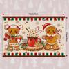 Christmas Set of 4 Gingerbread Man Ice Cream Christmas Placemats, 12X18 Inch Seasonal Table Mats for Party Kitchen