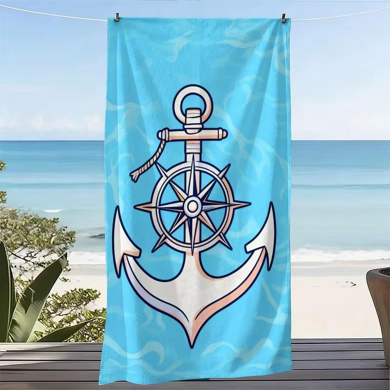 Vintage Nautischer Kompass Sommer Strandtuch Schnelltrocknend Sandfest Saugfähig Stranddecke Klassisches Maritimes Segler Design Handtuch