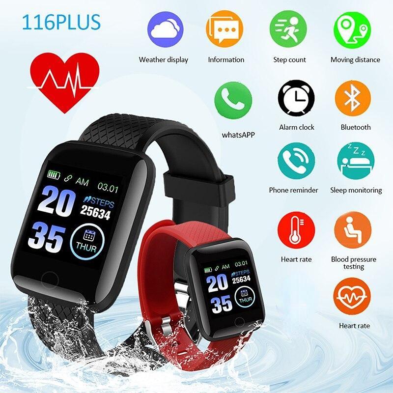 116 Plus Smart Watch- Bluetooth Heart Rate Blood Pressure Monitor Fitness  Tracker - Electronics Accessories - Edwaybuy.com