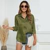Moda Donna Primavera Autunno Stampa Jacquard Leopardo Larga Casual Manica Lunga Camicia Top