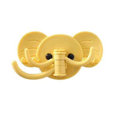 Self Adhesive Hooks ABS Cute Decorative Wall Mounted Elephant Head Hook for Home Bathroom Bedroom