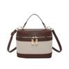 Street Style Stitching Faux Leather Box Bag, Women's Fashionable Zipper Shoulder Crossbody Purse