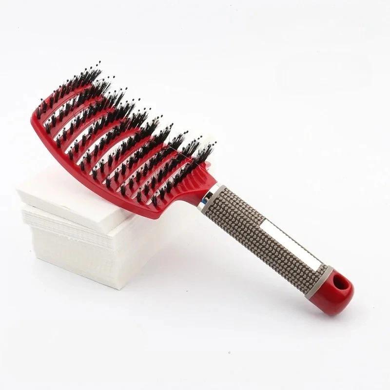 Women Magical Brush Detangler Detangling Boar Bristle Hair Brush Arched Design
