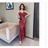 Hochwertiges Träger-Toast-Kleid Braut Hochzeits-Langes Kleid Damen-Applikationsbankett Schlankes Fischschwanzkleid Automodell-Abendkleid