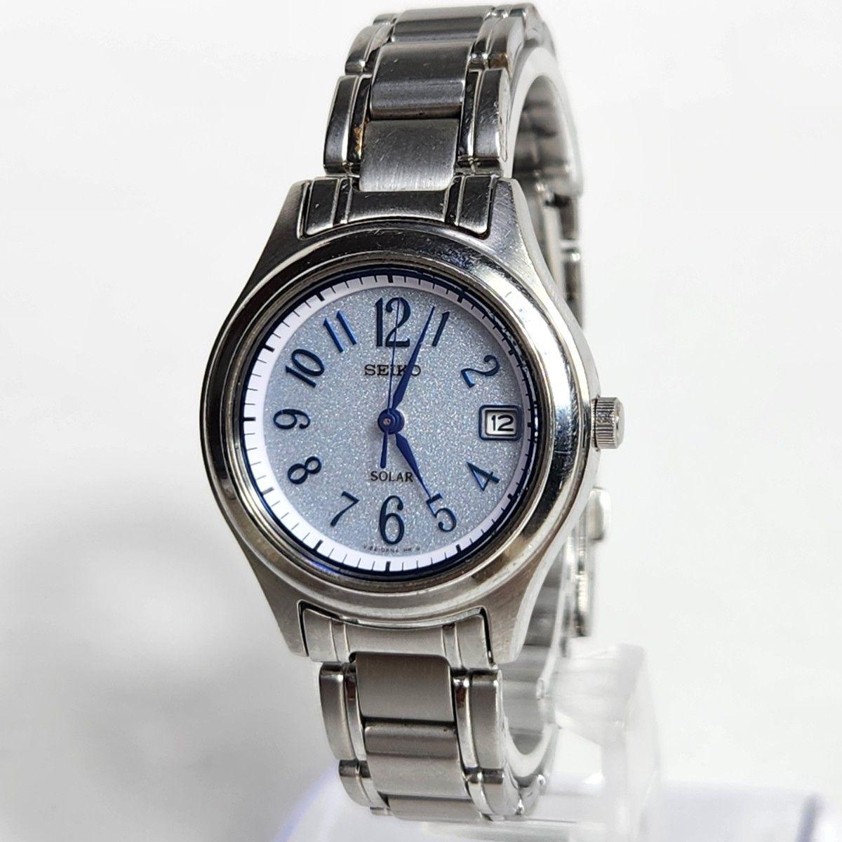 Used SEIKO Solar charging date watch Blue hands Arabic numerals Working item