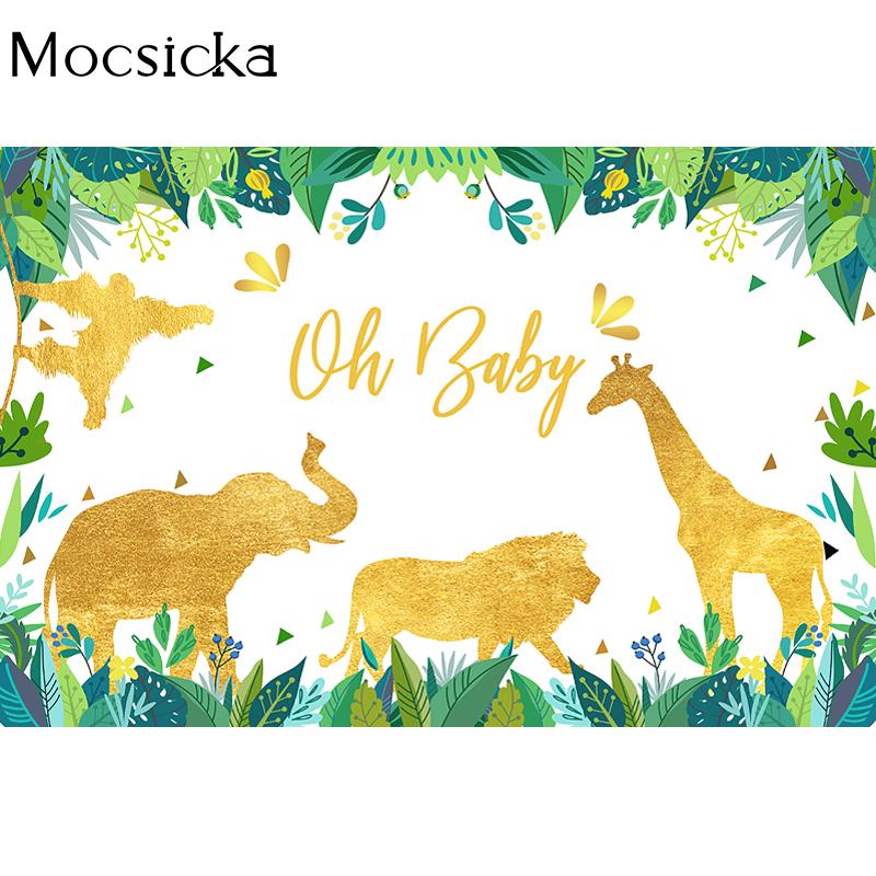 Mocsicka Oh Baby Photography Background Tropical Jungle Wildlife Decoration Child Portrait Shower Photo Backdrop Banner