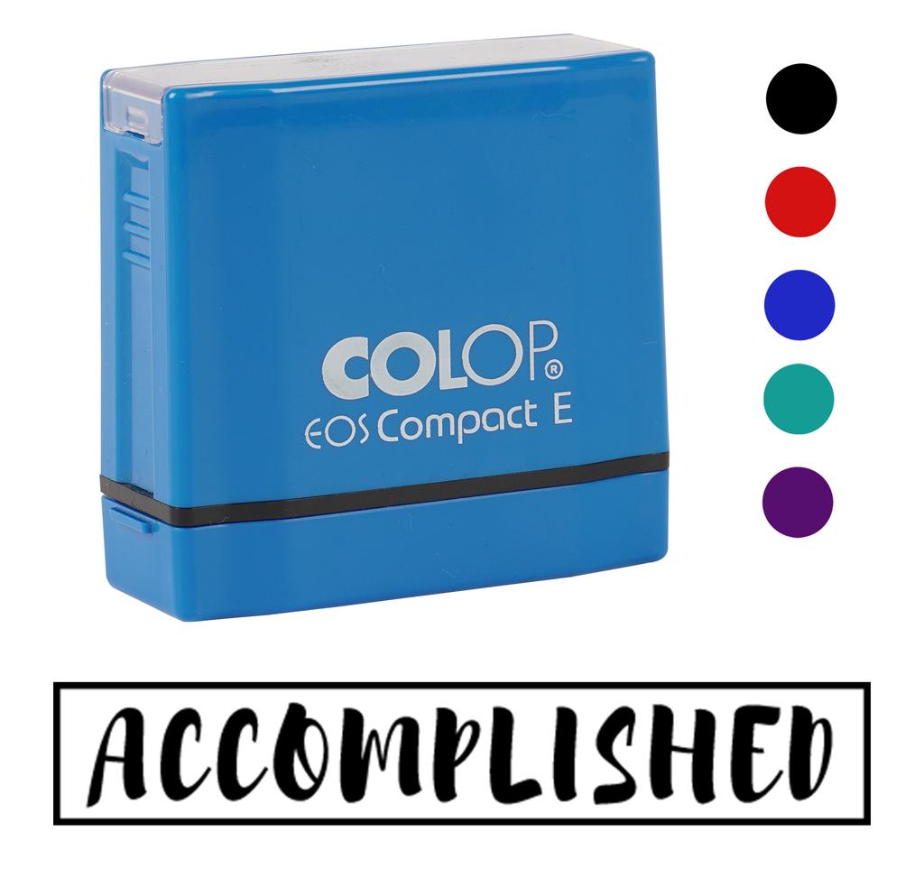 Printtoo Accomplished Self Inking Rubber Stamp Pre-Inked Office Stamp- Home Office Business Stationery, Black- 42 x 9