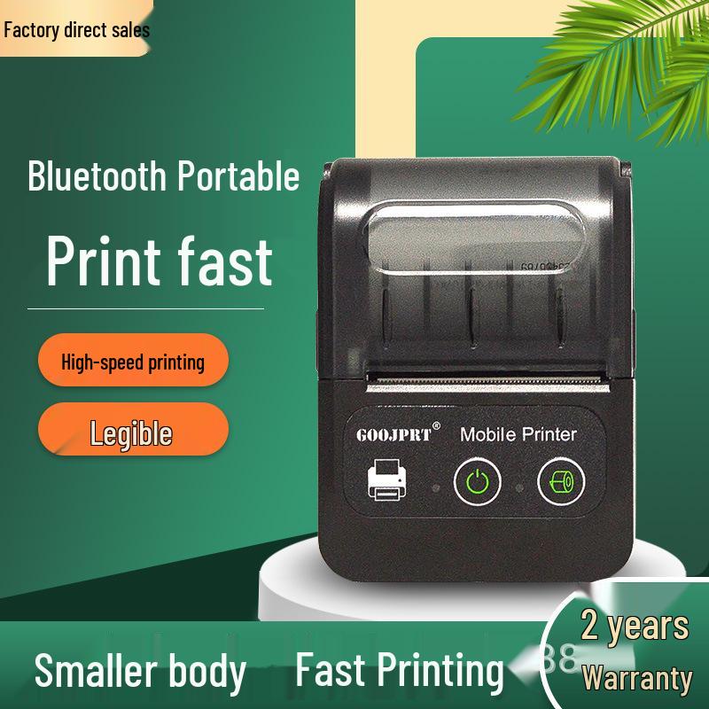 

58mm Portable Bluetooth Thermal Printer for Order Receipts and Cash Register with Secondary Development Support. Black Cover PT-280