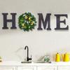 Wooden Home Sign with Artificial Flowers Wall Hanging Door Decor for Garden House