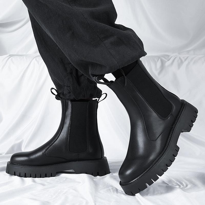 Chelsea Boots Men's Cigarette Boots High Top Soft Leather Martin Boots Platform Ins Men's Boots