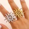 Vintage Sun Stainless Steel Rings for Women Exaggerated Gold Color Sunflower Ring Fashion Statement Jewelry Accessories Gift