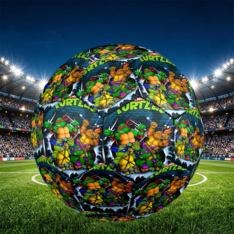 Teenage Mutant Ninja Turtles Print Size 5 Soccer Ball, PU Wear Resistant Football for Match Training and Daily Practice, Birthday Gift for Soccer Fans