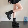 2026 Black Ankle Boots for Women Platforms Shoes Fall Round Toe Punk Shoes Chunky Heeled Ladies Boots Back Zipper Boots Feminina