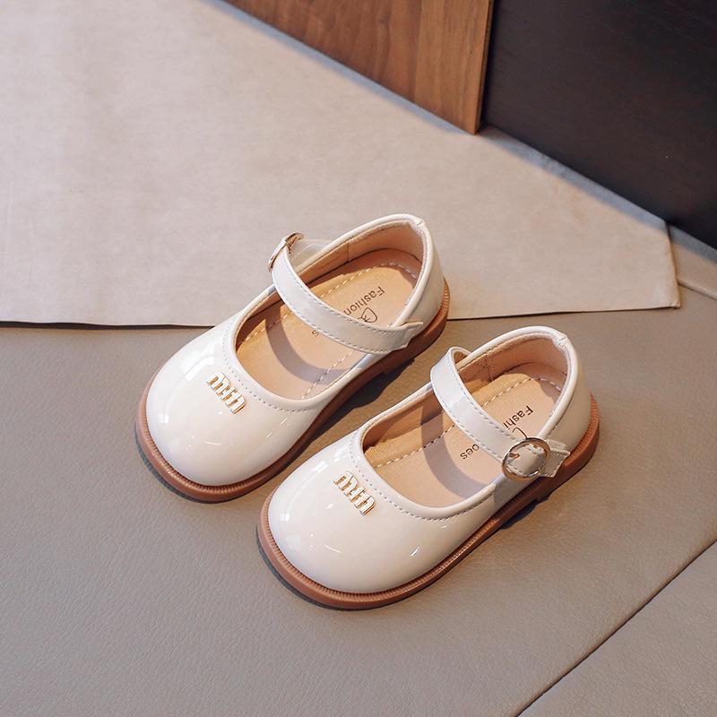 "2025 Jarní Dívčí Jednobarevné Kožené Boty na Vysokém Podpatku - Styl Malé Princezny na Vystoupení"