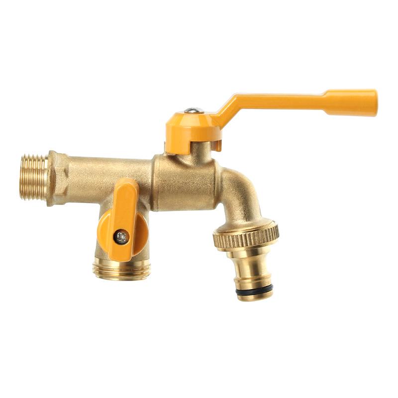 Outdoor Brass Double-Spout Garden Faucet for Balcony or Mop Sink