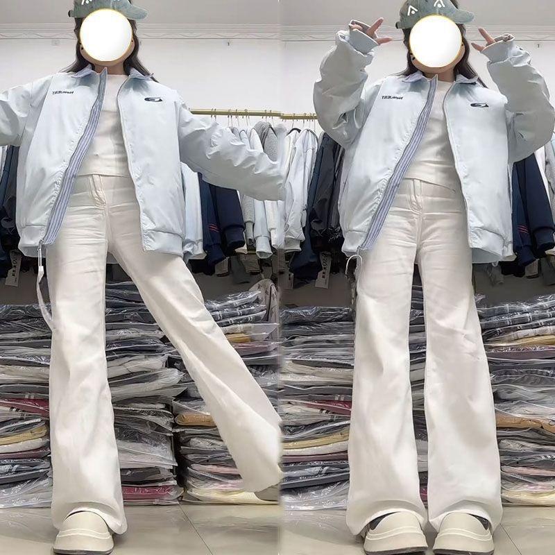 Winter Thickened Embroidered Baseball Jacket Retro American Style  Warm Coat for Women