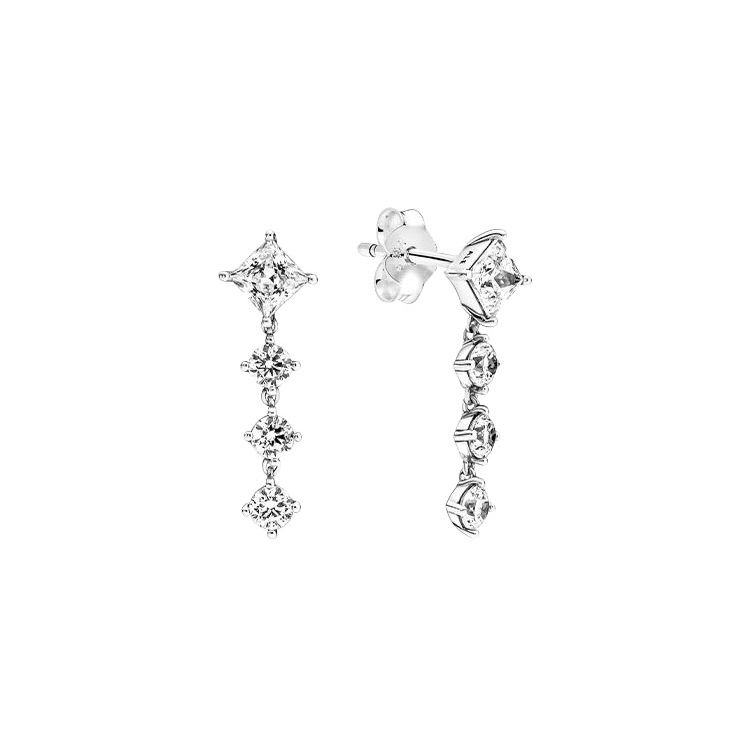 Pandora Shining Square Round Earrings Women earrings 290045C01 Silver,F