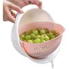 Double Layer Swivel Drainer 2 In 1 Bowl Strainer Combo - Kitchen Colander Fruit Wash Strainer for Cleaning Veggies, Noodles (White)