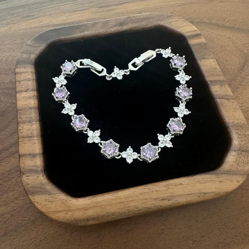 French Luxury Amethyst Flower Zircon Bracelet - Chic, Versatile, Elegant Jewelry