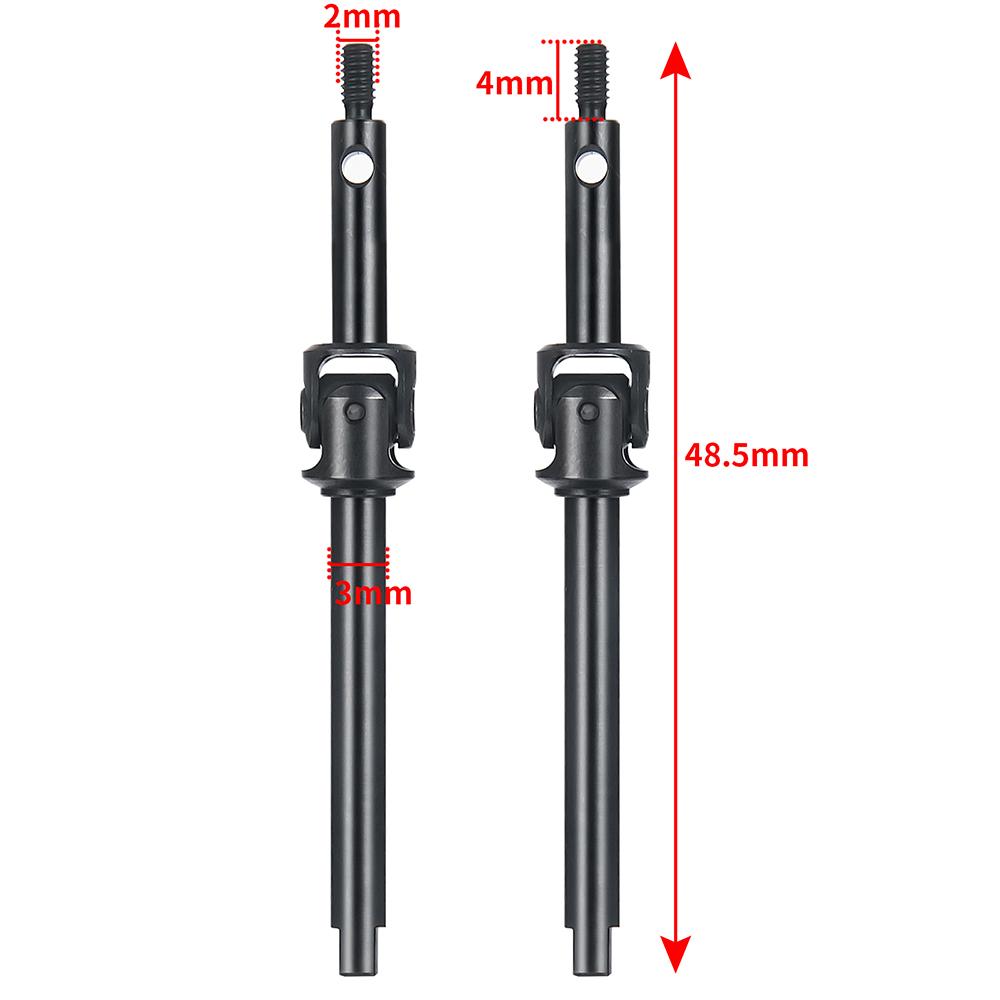 YEAHRUN 2PCS Steel CVD Front Axle Drive Shaft 48.5/52.5mm for 1:24 RC Crawler Car Axial SCX24 All Series Upgraded Parts