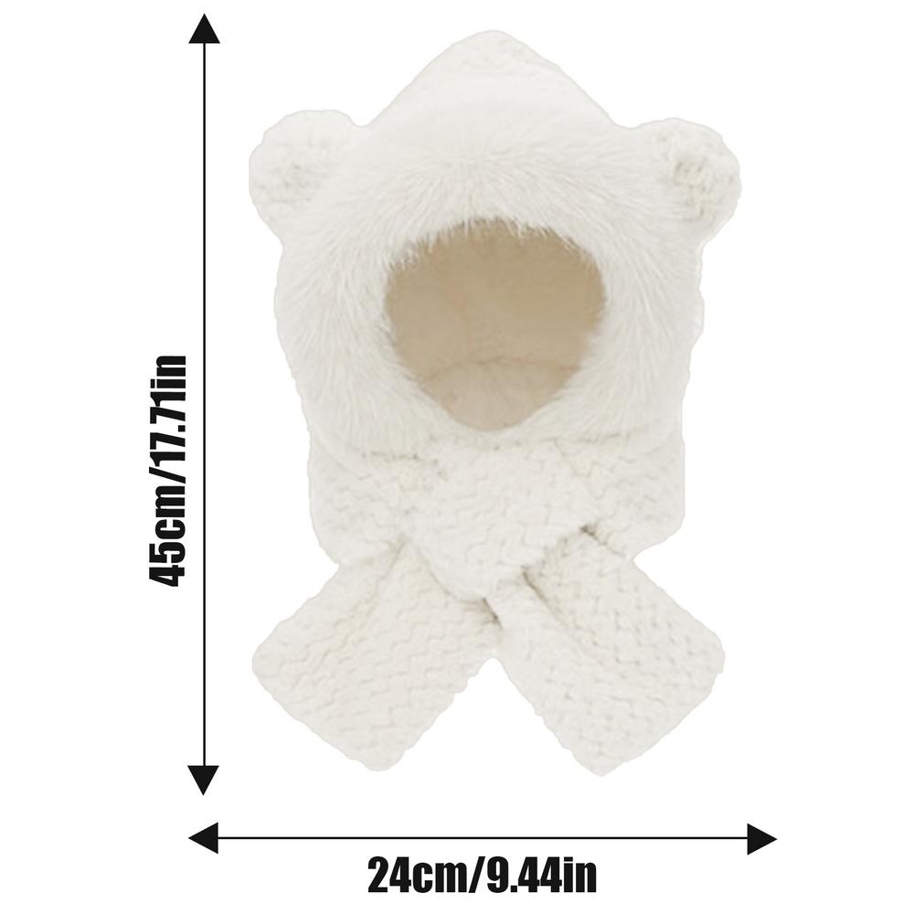 

Шапка-медведь для взрослых, милая зимняя шапка, шапка с заячьими ушками, теплый шарф с медведем, плюшевая шапка, костюм медведя, капюшон для детей, женщин, молодых людей, пожилых людей белый