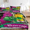 Juego de Ropa de Cama Familiar de Dinosaurios de 3 Piezas Barney y sus Amigos-Traje Universal de Tres Piezas para Dormitorio, Habitación de Invitados, Sala de Estar, Decoración de Hotel-Perfecto