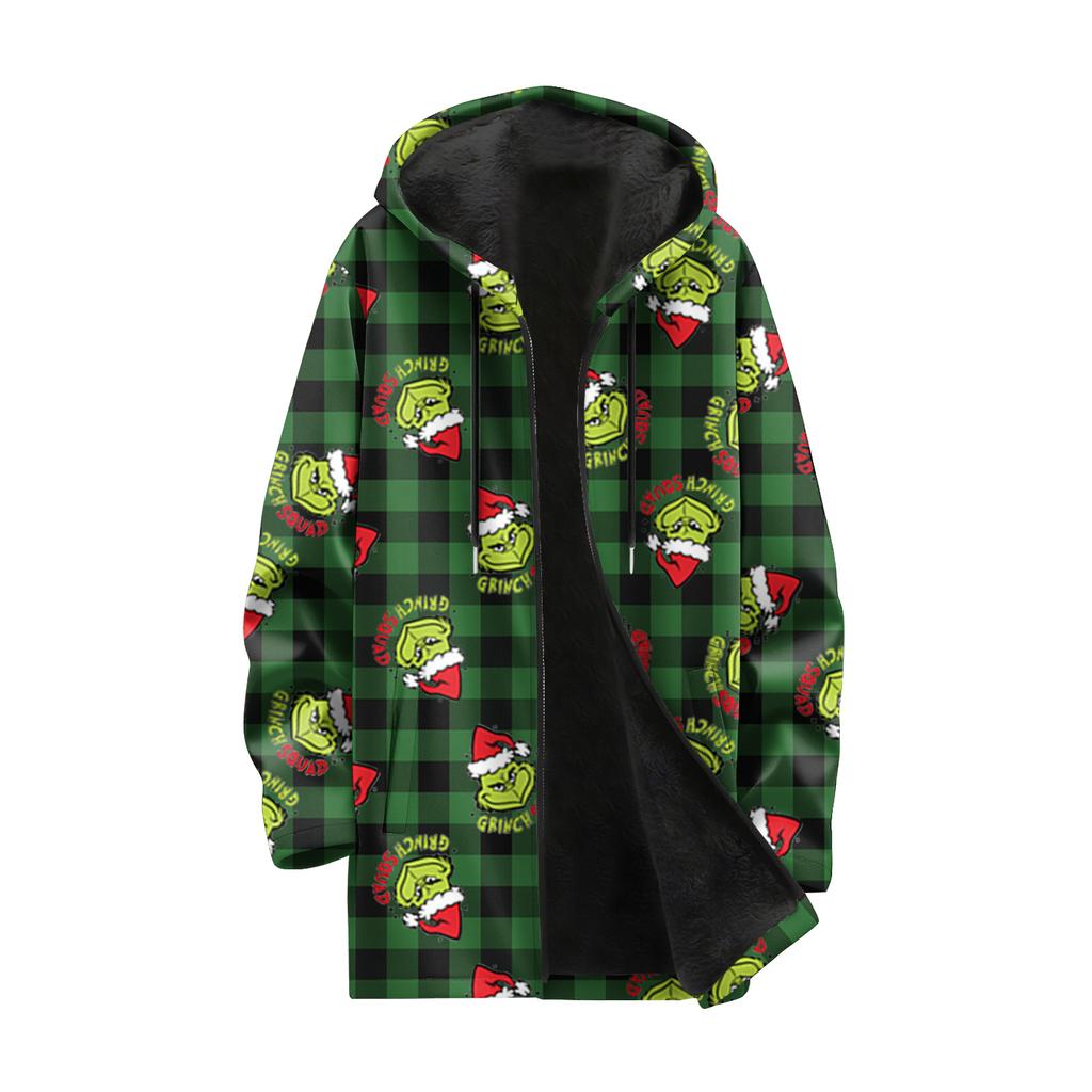 Christmas Print - Men's Casual Long-Sleeved Zippered Hooded Sweatshirt Jacket