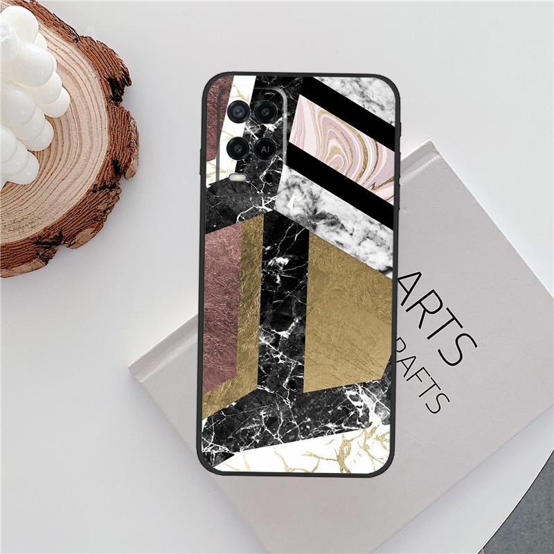 Marble Geometric Art Case For Oppo A96 A58 A18 A38 A78 A98 A17 A77 A80 A40 A60 A16 A76 A74 A94 A54 A15 A57S Cover