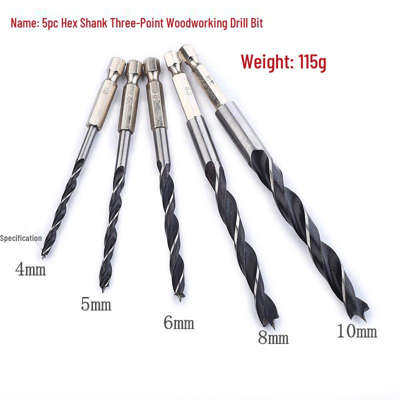 Sześciokątny wiertło spiralne do drewna do wycinania otworów trójpunktowych