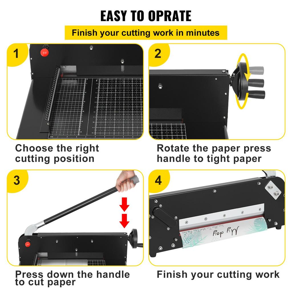 VEVOR A4 Paper Guillotine 12" Width Paper Cutter Heavy Duty Manual Stack Paper Trimmer Stack Cutter with Clamp Safe Lock for Home Office
