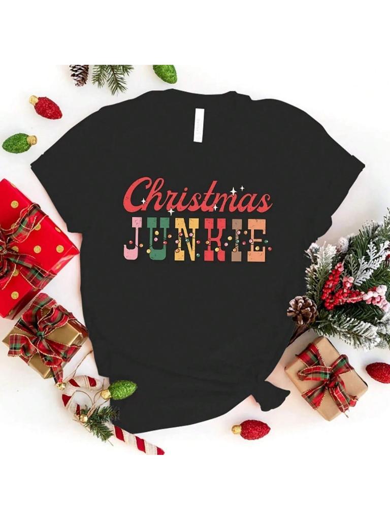 New Christmas Graphic Print Shirt Tees Summer T-Shirt Short Sleeve Fashion Personality Streetwear Casual Tops