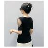 Summer V Neck Mesh Korean Fashion Patchwork Diamond Shirt Short Sleeve Women T Shirt