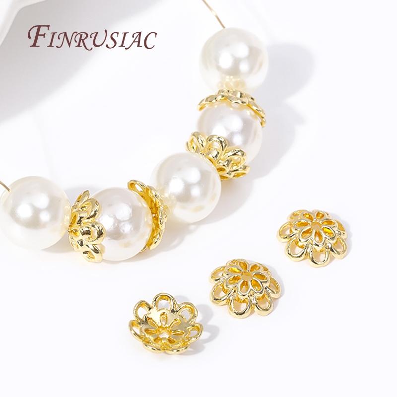Trendy Double-layer Design Hollow Flower Caps 10MM 18K Gold Plated Alloy Bead Caps For Beads DIY Beading Jewelry Making Supplies