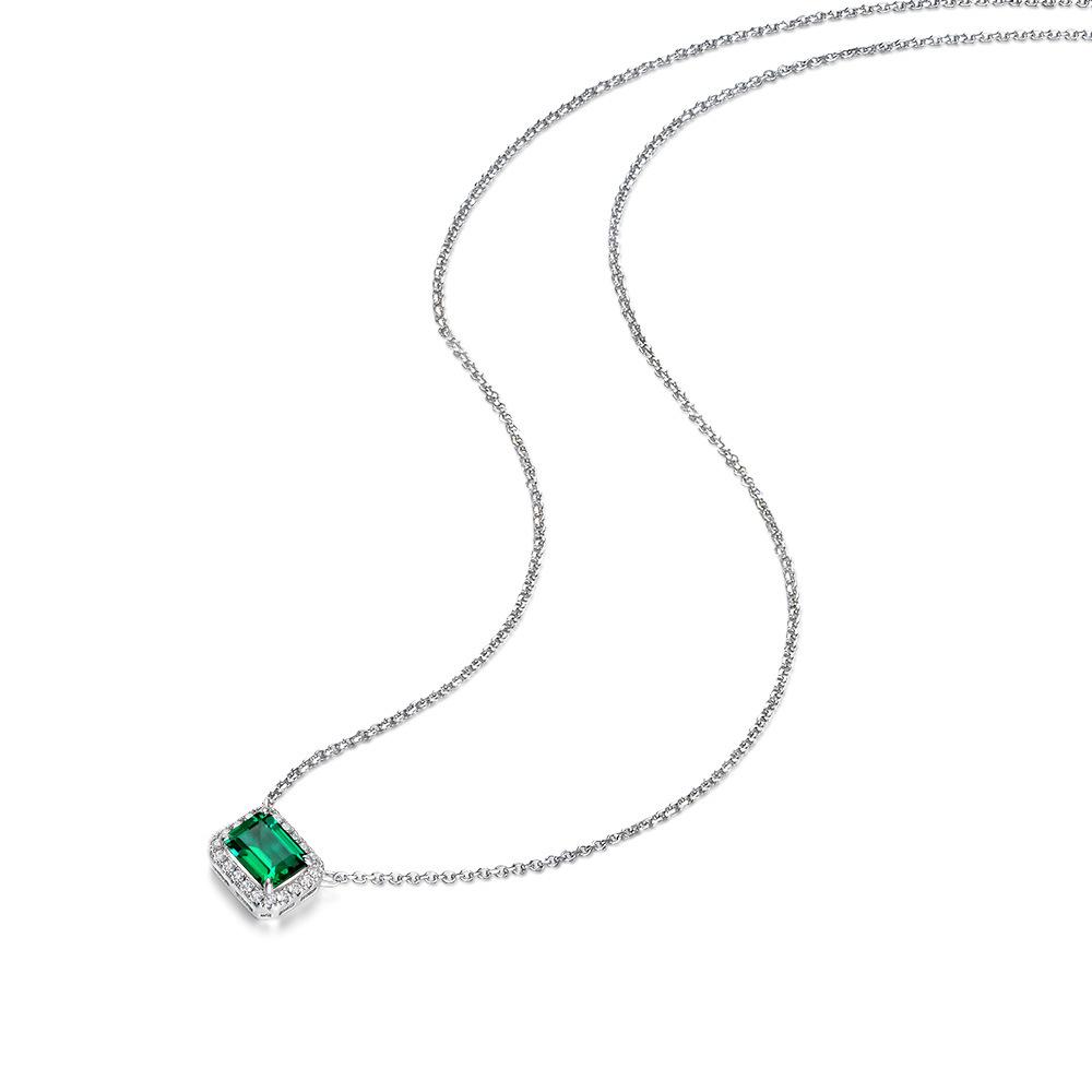 Gica Gema Emerald Necklaces 925 Sterling Silver 6*8mm Pendant Unique Design Romantic Fine Jewelry Wedding Party Gifts New Trend