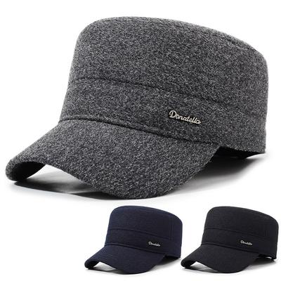 Middle-Aged and Elderly Cap Men's Winter Flat Cap Ear Protection Cap Autumn Winter Thick Warm Grandpa Cotton Cap