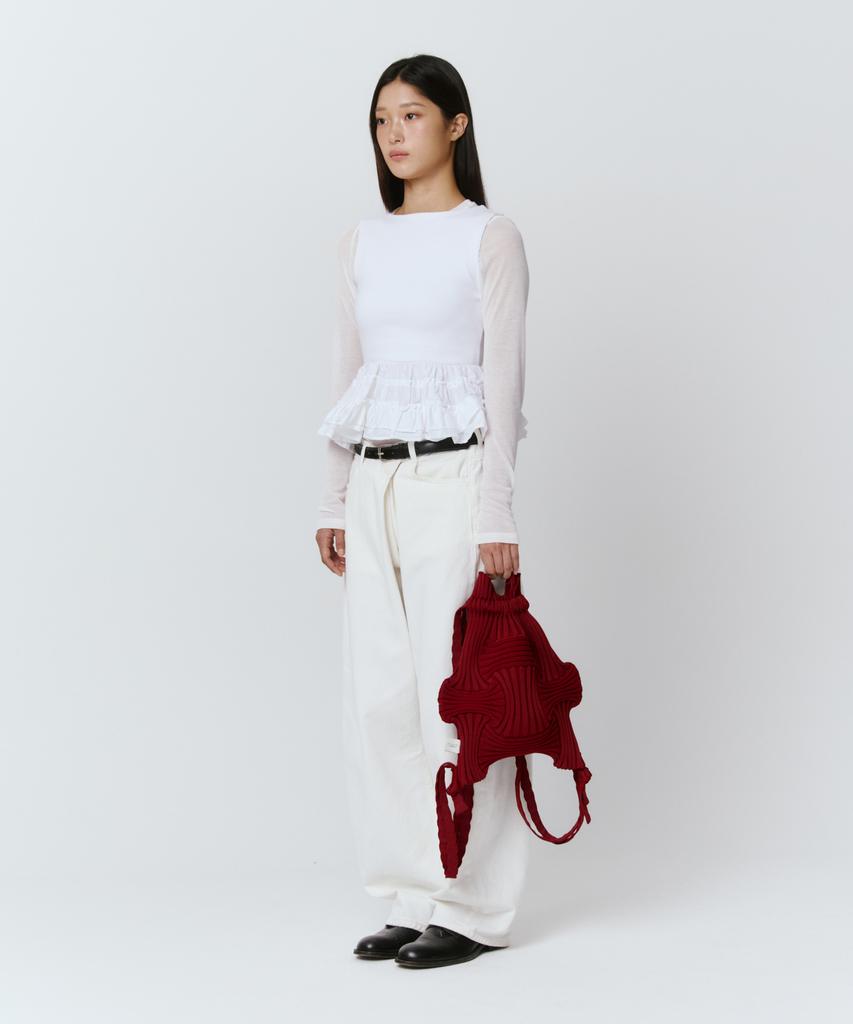 Pleatsmama New Bow Backpack Burgundy