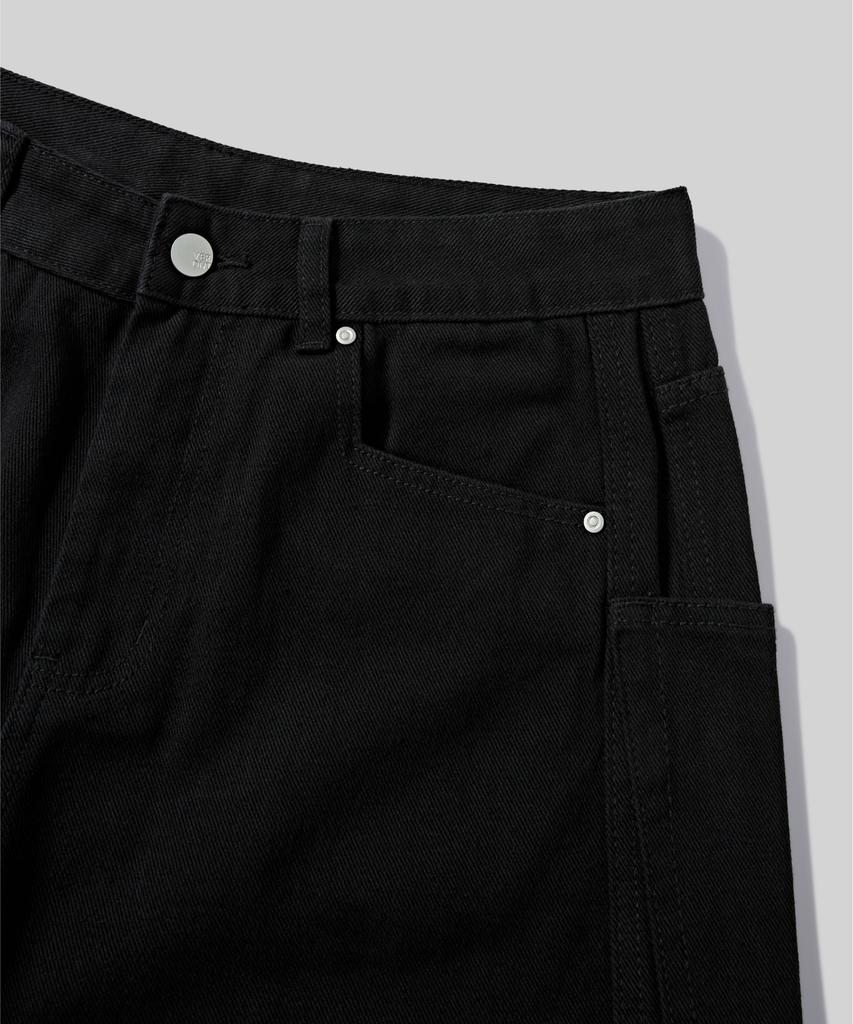Beodeonteu Cut-Out Layered Cargo Wide Cotton Pants [Black]