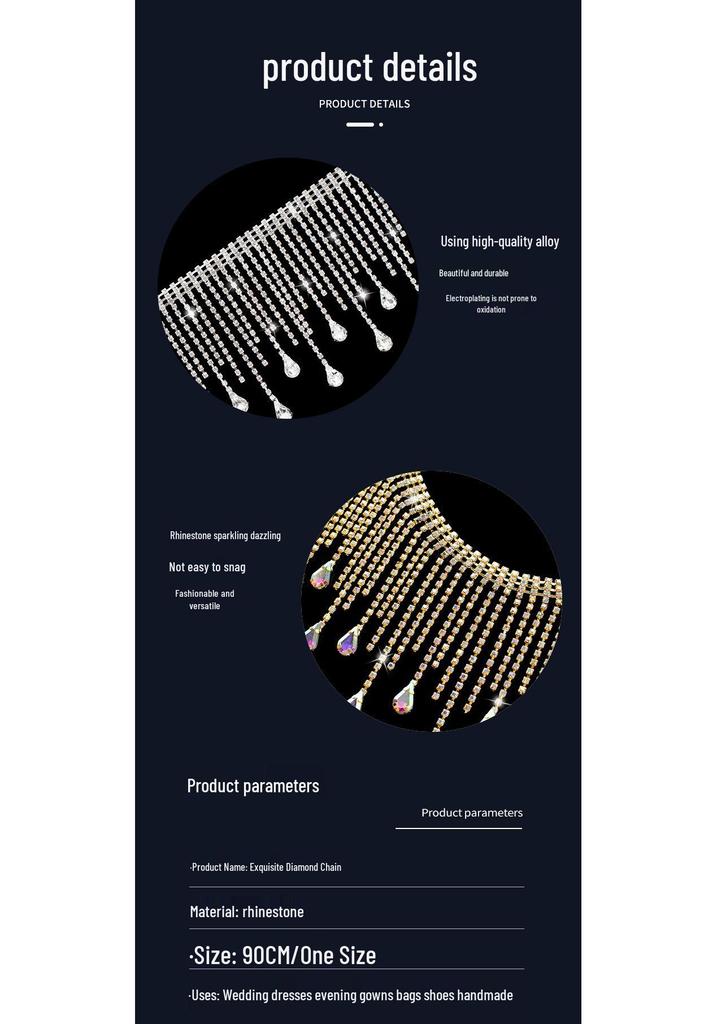 Tassel Water Drop Rhinestone Chain for DIY Wedding and Evening Gowns