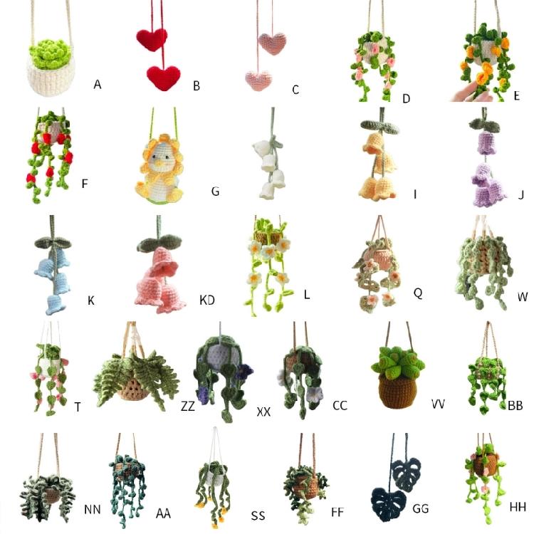 Handmade Crochet Car Styling Plant Succulent Car Plant Ornamentos Decoration