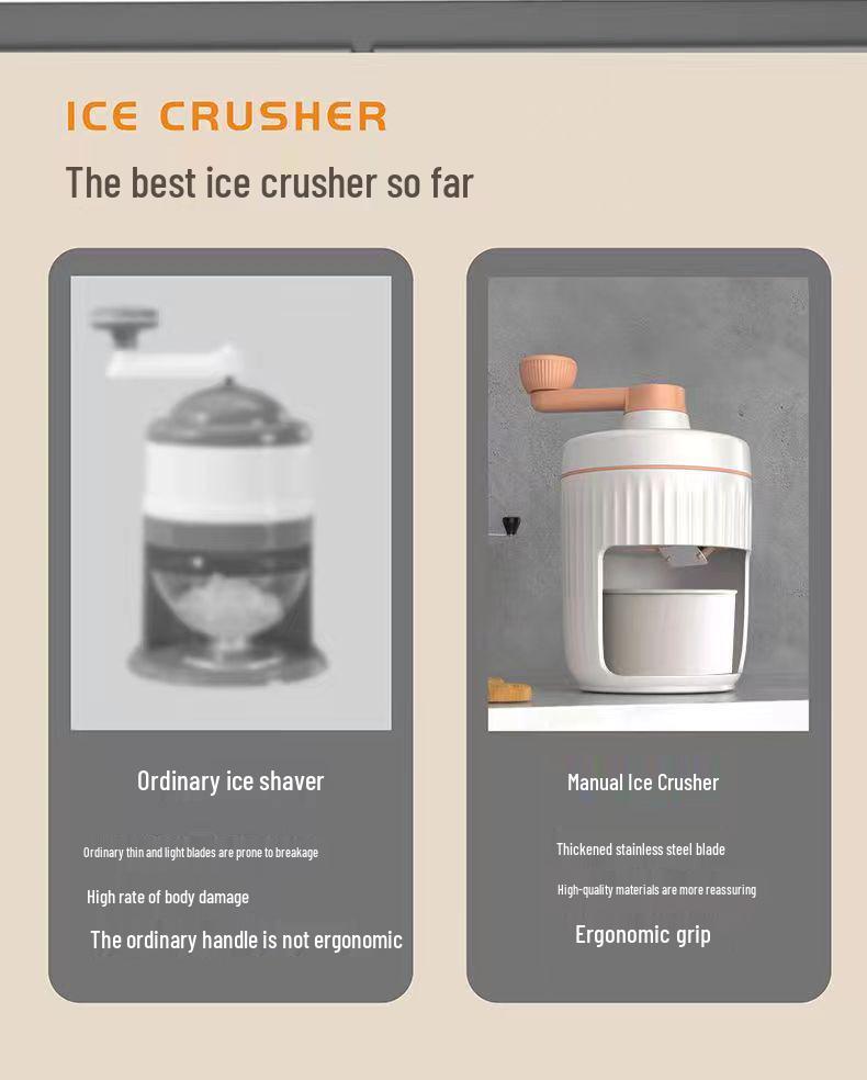 Portable Hand-Crank Ice Shaver: Mini Smoothie Maker & Manual Ice Crusher for Home Kitchens