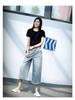 Women's High-Waisted Cropped Wide-Leg Jeans, Summer Thin Style, 2026 Loose Straight Leg, Plus Size, Raw Hem.