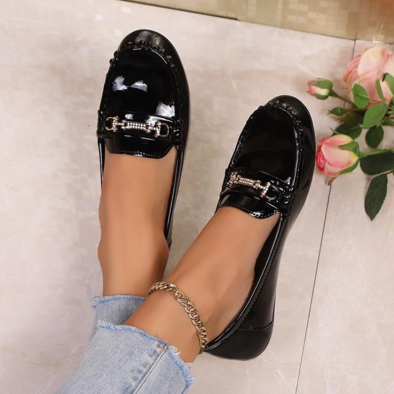 Damskie buty płaskie Modne Okrągły nosek Niski obcas Casual Duży rozmiar Wsuwane Wiosna i Jesień Jednolity kolor Damskie buty płaskie