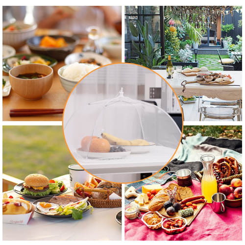 Dining table cover, food cover, dust and insect repellent, kitchen parasol, 42x42cm (white)