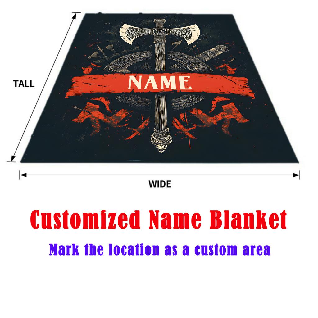 Custom Viking Axe Fleece Blanket Personalized Name Warrior Print Throw Soft Warm All Season Bedding Gift For History Fans