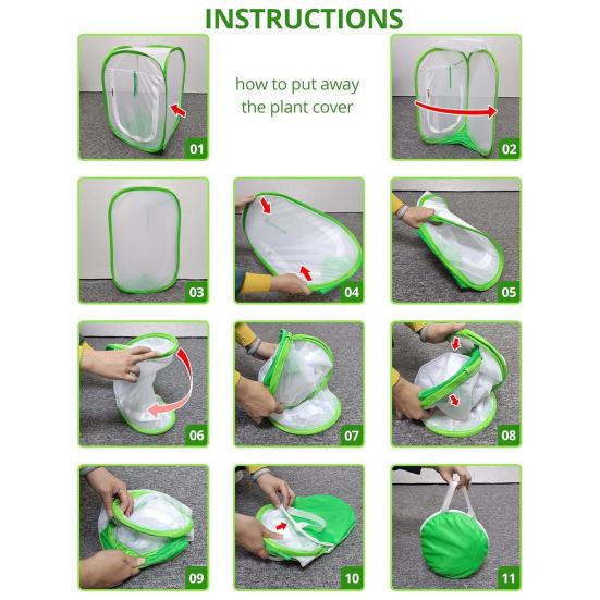 Pop-Up Plant Protection Cover Plants Freeze Protection Tent with Zipper Door Plant Protector Enclosure Frost Cover for Indoor Outdoor Plants Potted