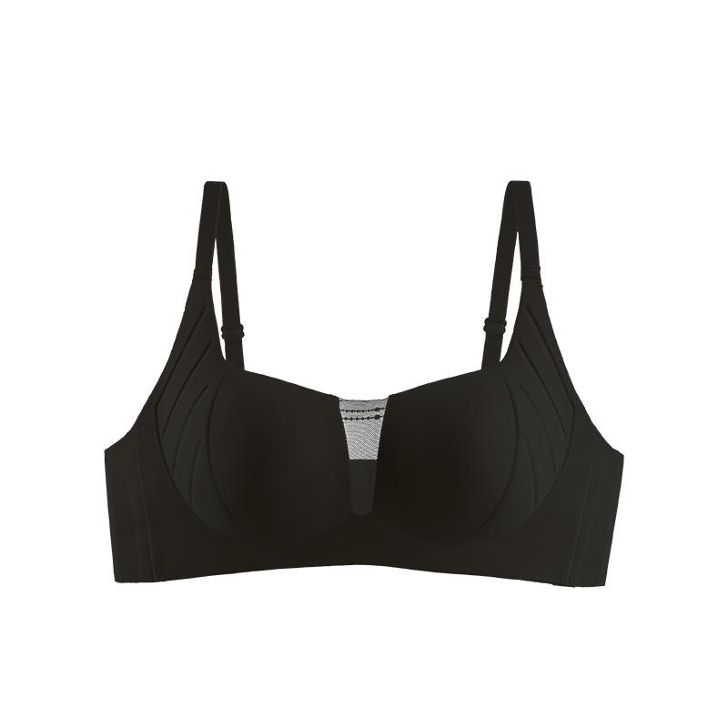 Gathering Bra Women's One-piece Cup with V-neck Support Half Cup Underwear Women's Seamless Bra Without Underwire Sexy Bra Without Underwire