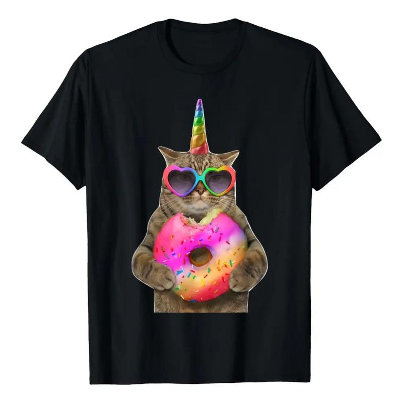 Camiseta Con Humor, Gato Con Rosquilla, Divertida, Gato Muer S