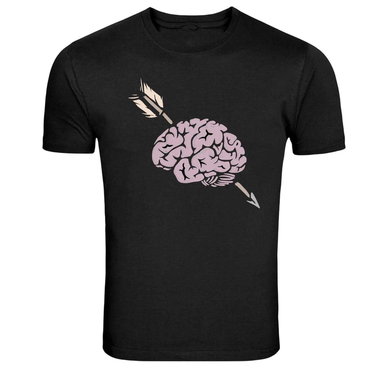 Brain With Arrow Dark Symbol Graphic T-Shirt S